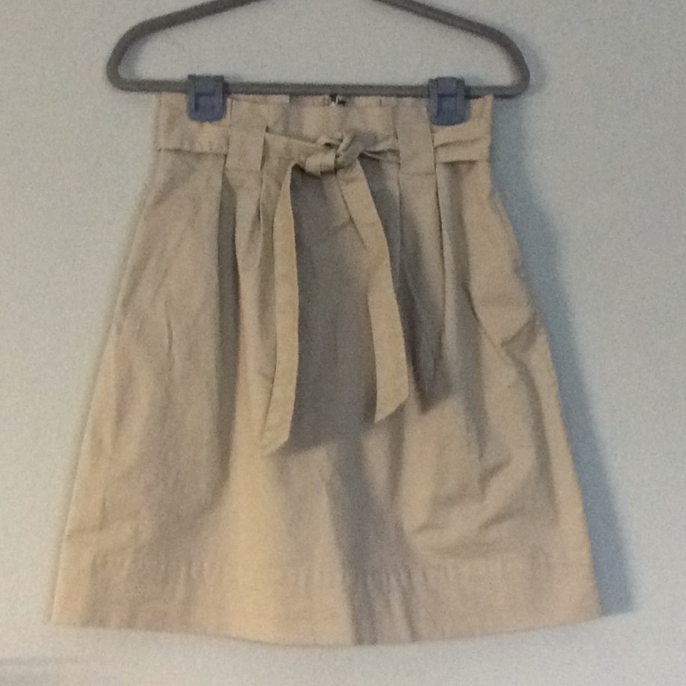 ANew Day Khaki High Paper Bag Waisted Tie Skirt S